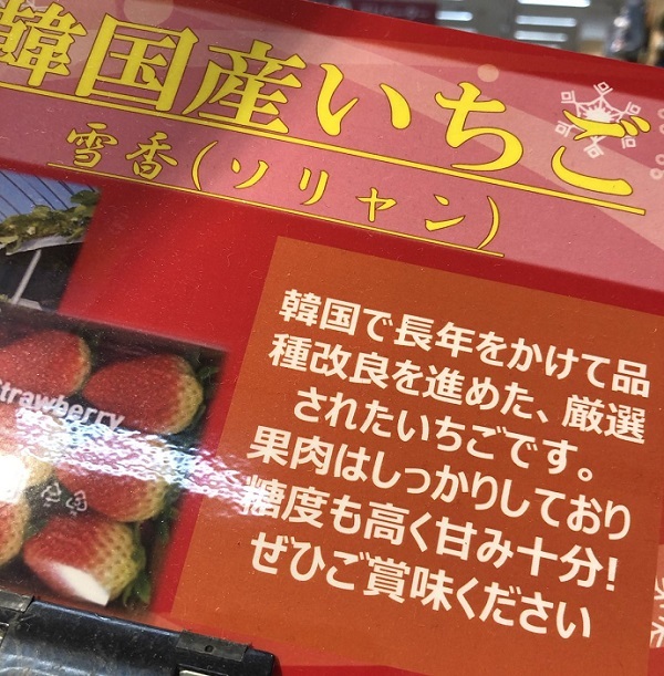 イオンが品種盗作韓国イチゴ販売！「韓国で長年をかけて品種改良を進めた、厳選されたいちごです」