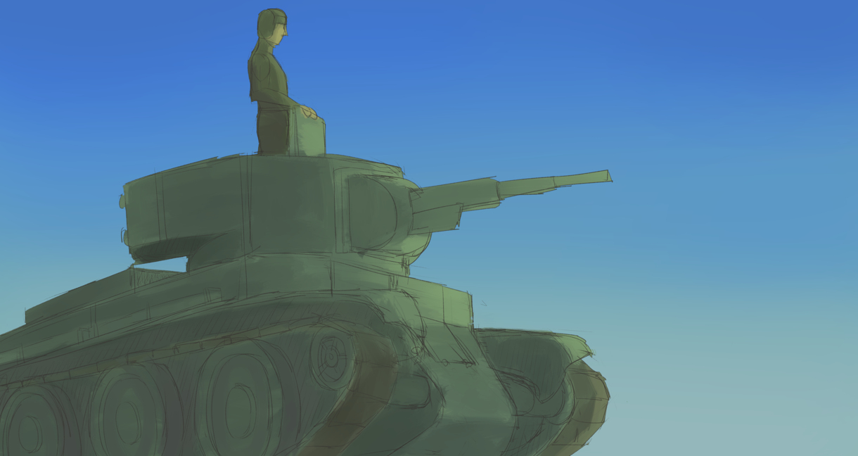 ソ連軍のBT-7戦車を描く 塗り