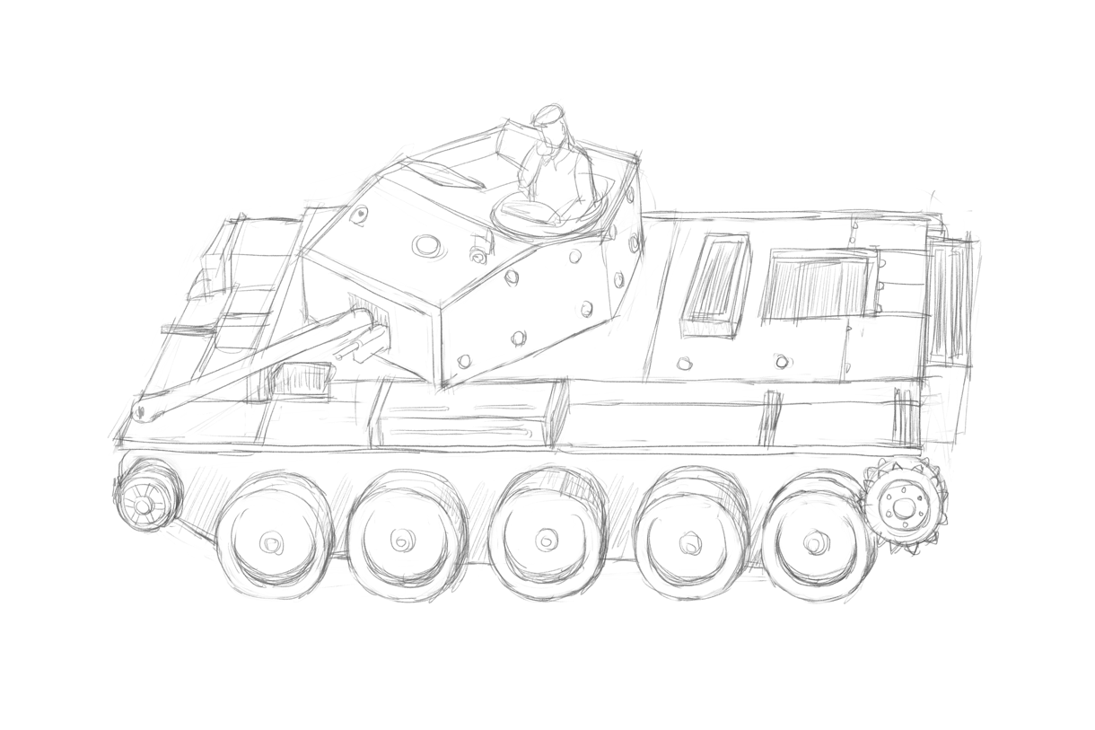 タミヤのミリタリーミニチュアシリーズ  No.221 イギリス軍 クロムウェル戦車 スケッチ