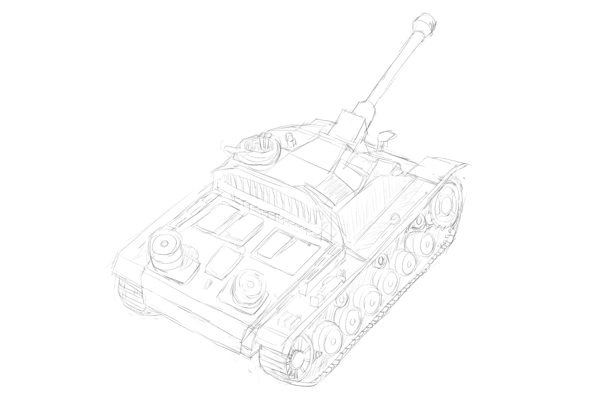 タミヤのミリタリーミニチュアシリーズ No.210 イギリス軍 チャーチル歩兵戦車 スケッチ
