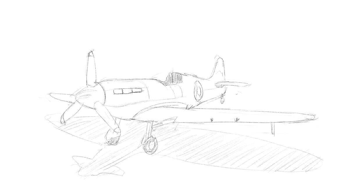 タミヤの傑作機シリーズ No.033 イギリス軍 スピットファイア Mk.Vb スケッチ
