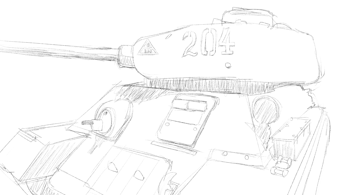 ドラゴンの DR6066 ソ連軍 T-34/85 Mod.1944 そスケッチ
