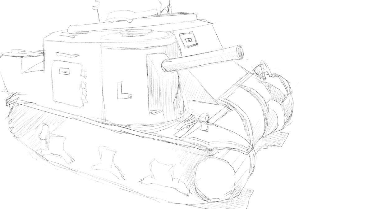 タミヤのミリタリーミニチュアシリーズ No.039 アメリカ陸軍 M3リーMkI戦車 スケッチ