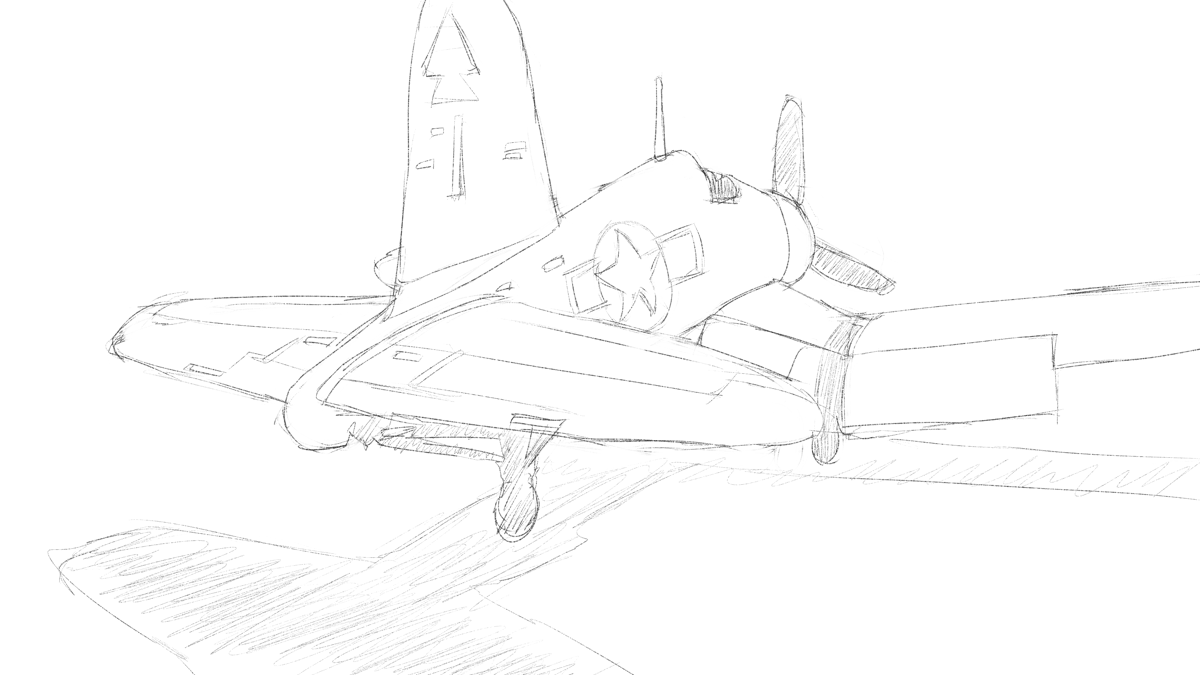 タミヤの傑作機シリーズ No.061 アメリカ軍 F4U-1D コルセア スケッチ