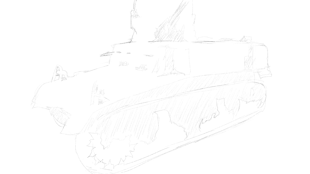 タミヤのミリタリーミニチュアシリーズ No.042 アメリカ軽戦車M3スチュアート スケッチ