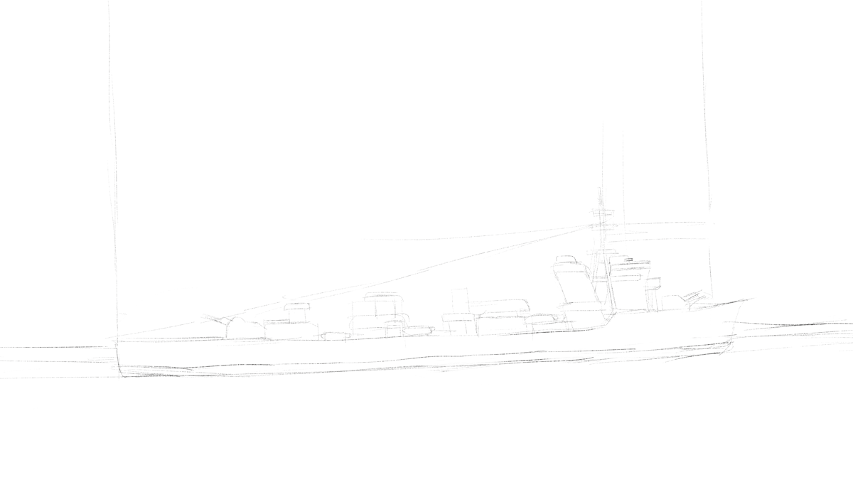 タミヤの1/700 ウォーターラインシリーズ No.408 日本海軍駆逐艦 敷波 スケッチ