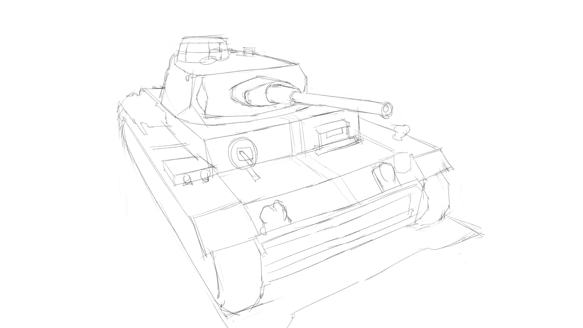 タミヤのミリタリーミニチュアシリーズ No.215 ドイツIII号戦車L型 スケッチ