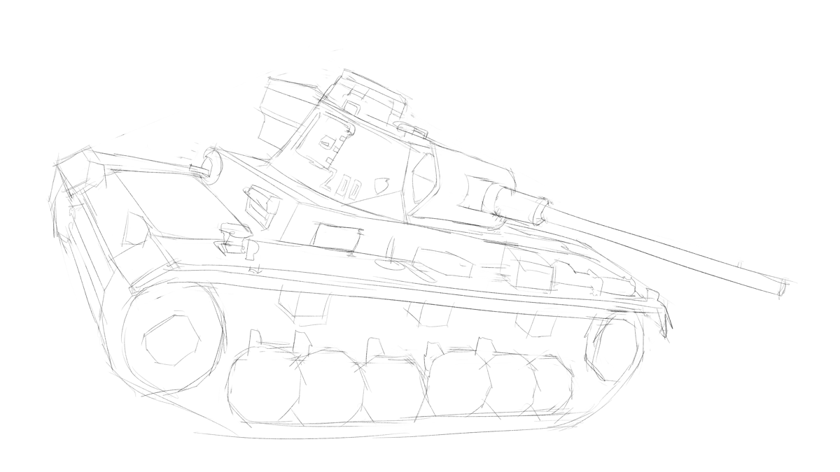 タミヤのミリタリーミニチュアシリーズ No.215 ドイツIII号戦車L型 スケッチ