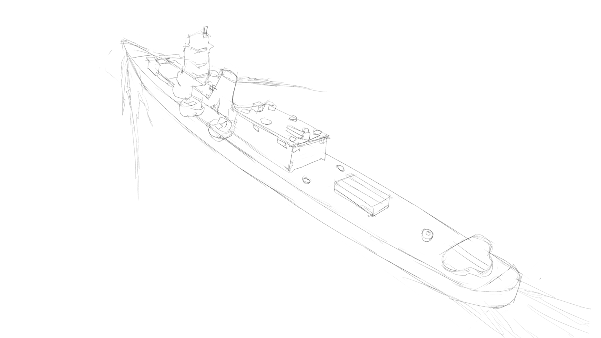 フジミ模型の1/700 シーウェイモデルシリーズ 41085 日本軽巡洋艦 大淀 スケッチ