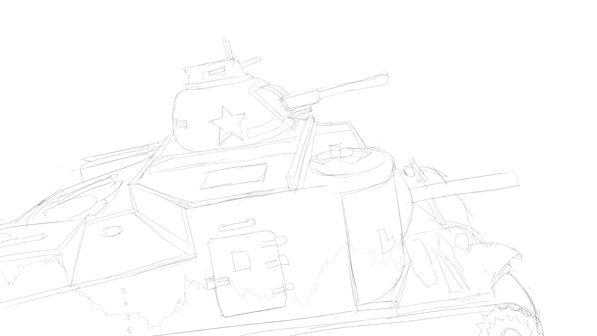 タミヤのミリタリーミニチュアシリーズ No.039 アメリカ陸軍 M3リーMkI戦車 スケッチ